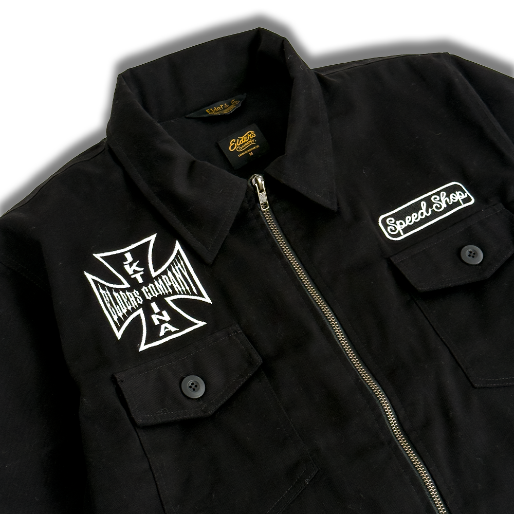 Work Shirt Zip “Motorcycle Cult” Black – Elders Co.
